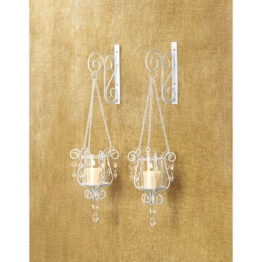 19.5" Bedazzling Pendant Candle Wall Sconce, 2ct.